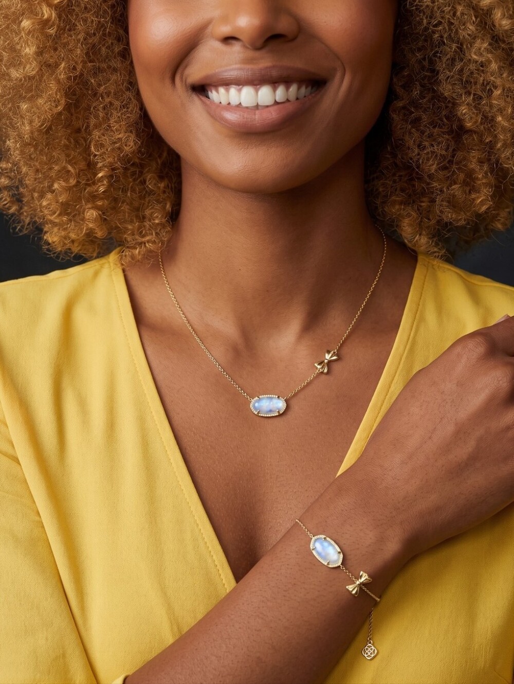 Kendra Scott x LoveShackFancy Gold Pendant Necklace And Matching Bracelet